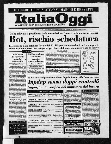 Italia oggi : quotidiano di economia finanza e politica